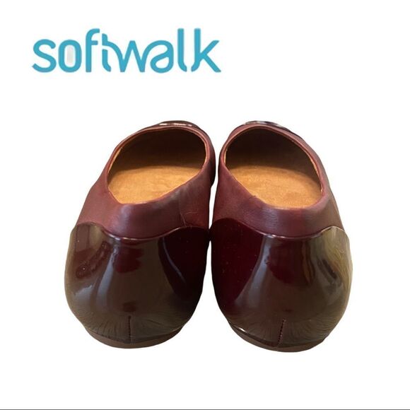 NEW SoftWalk Women's Sonoma Cap Toe Dark Red Patent Slip On Ballet Flats 9.5 - Picture 4 of 5